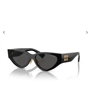 Miu Miu Black Cat-Eye Sunglasses with Gold Logo